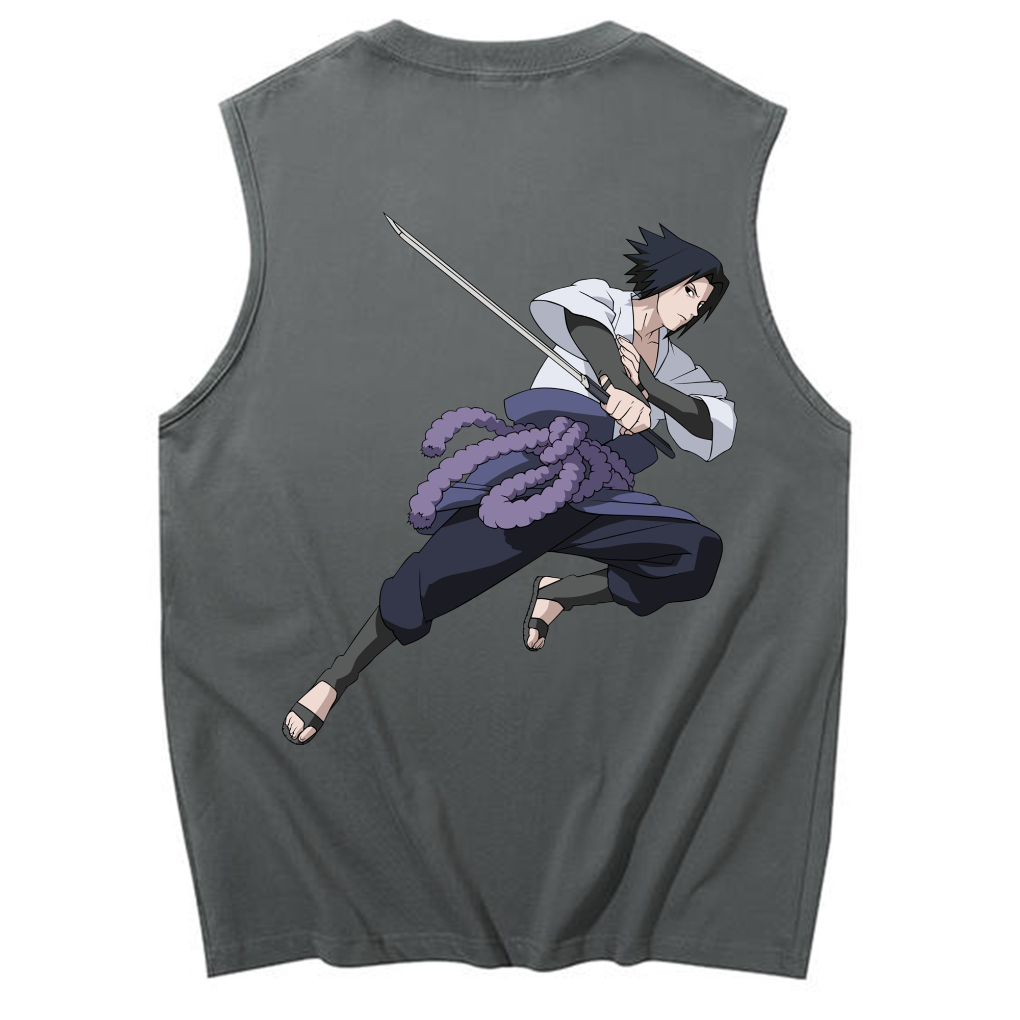 （画像用） NARUTO -ナルト- うちは サスケ Uchiha Sasuke コットン100％タンクトップ（背面プリント）